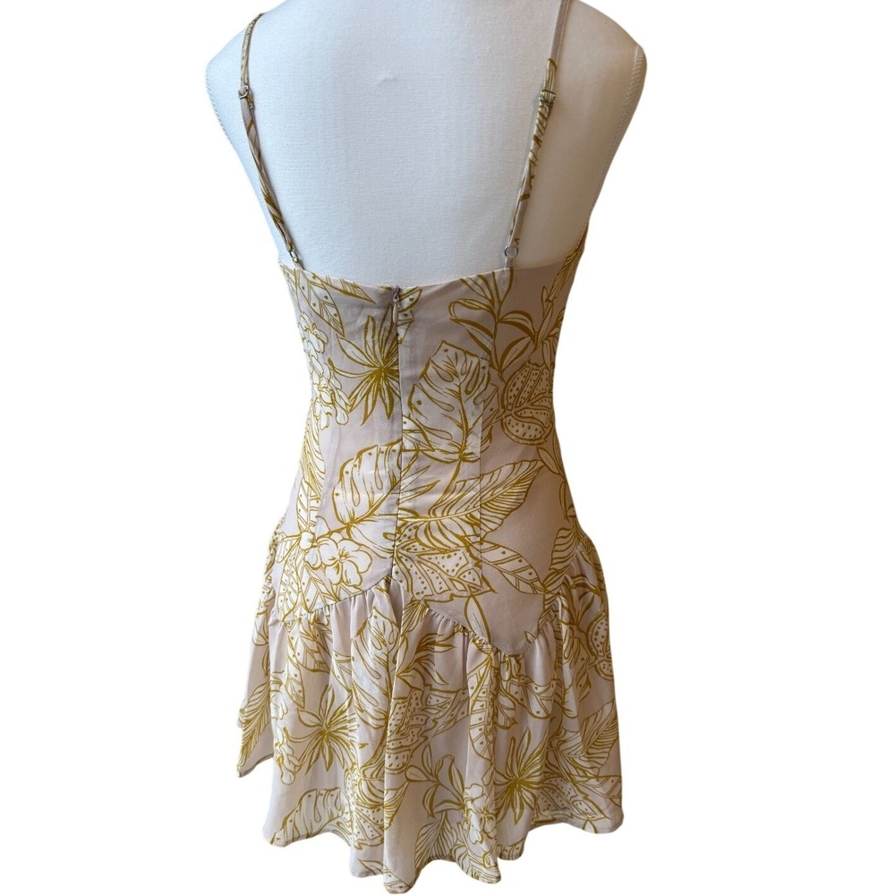 Forever 21 Tropical Leaf Cami Top Dress Small Taupe Fit & Flare Y2K Summer NWT - Picture 2 of 11